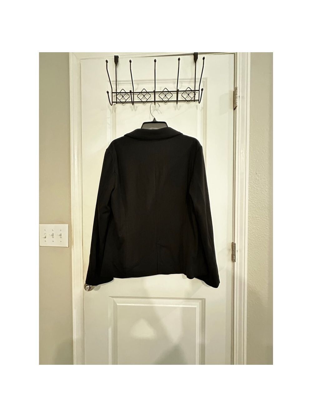 Adrianna Papell Black L Ponte Blazer Jacket with White Polka Dot Lining - Picture 3 of 9